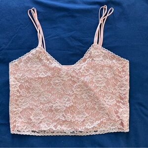 Vintage Victoria’s Secret Gold Label Coquette Lace Cami Pink/Peach Cropped Y2K